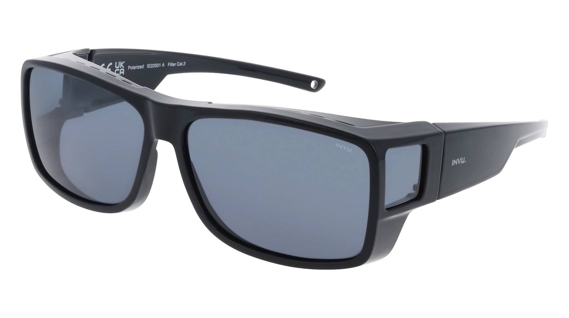 Wide - large | Zwart | Grijs glas | Heren | INVU zonnebril