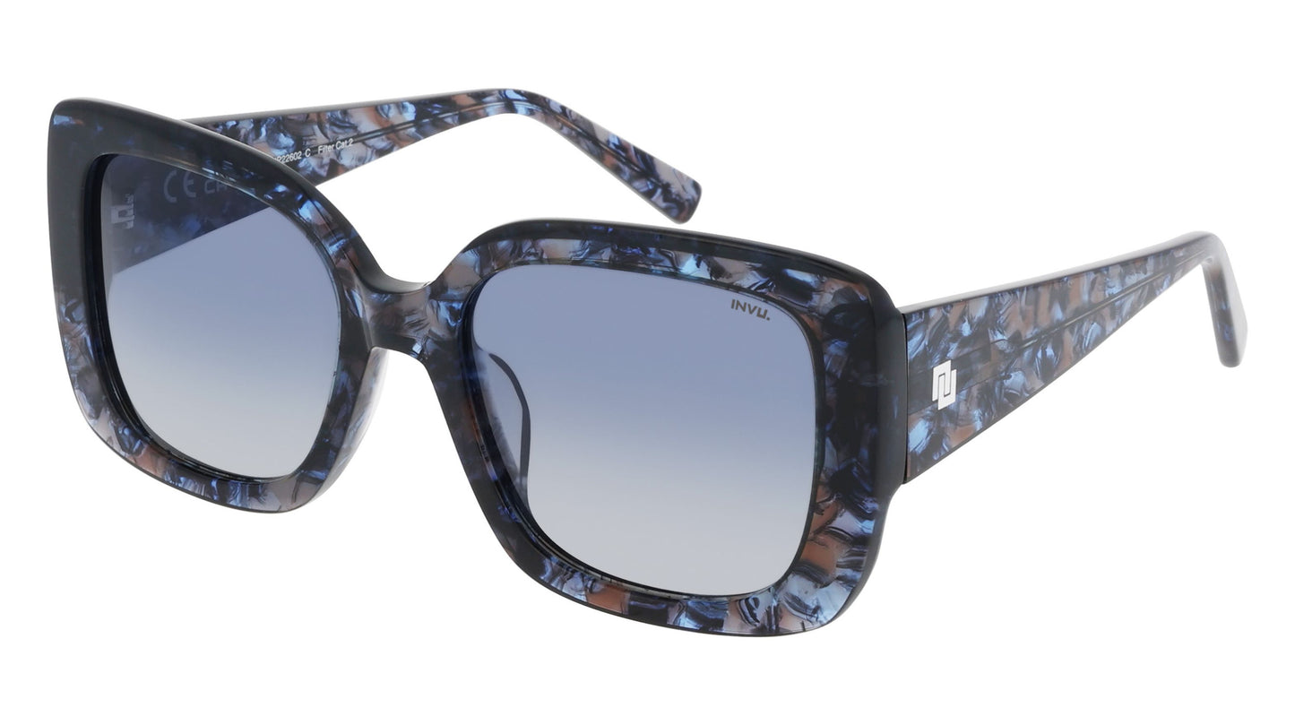 Lou | Blauw | Blauw glas | Dames | INVU zonnebril