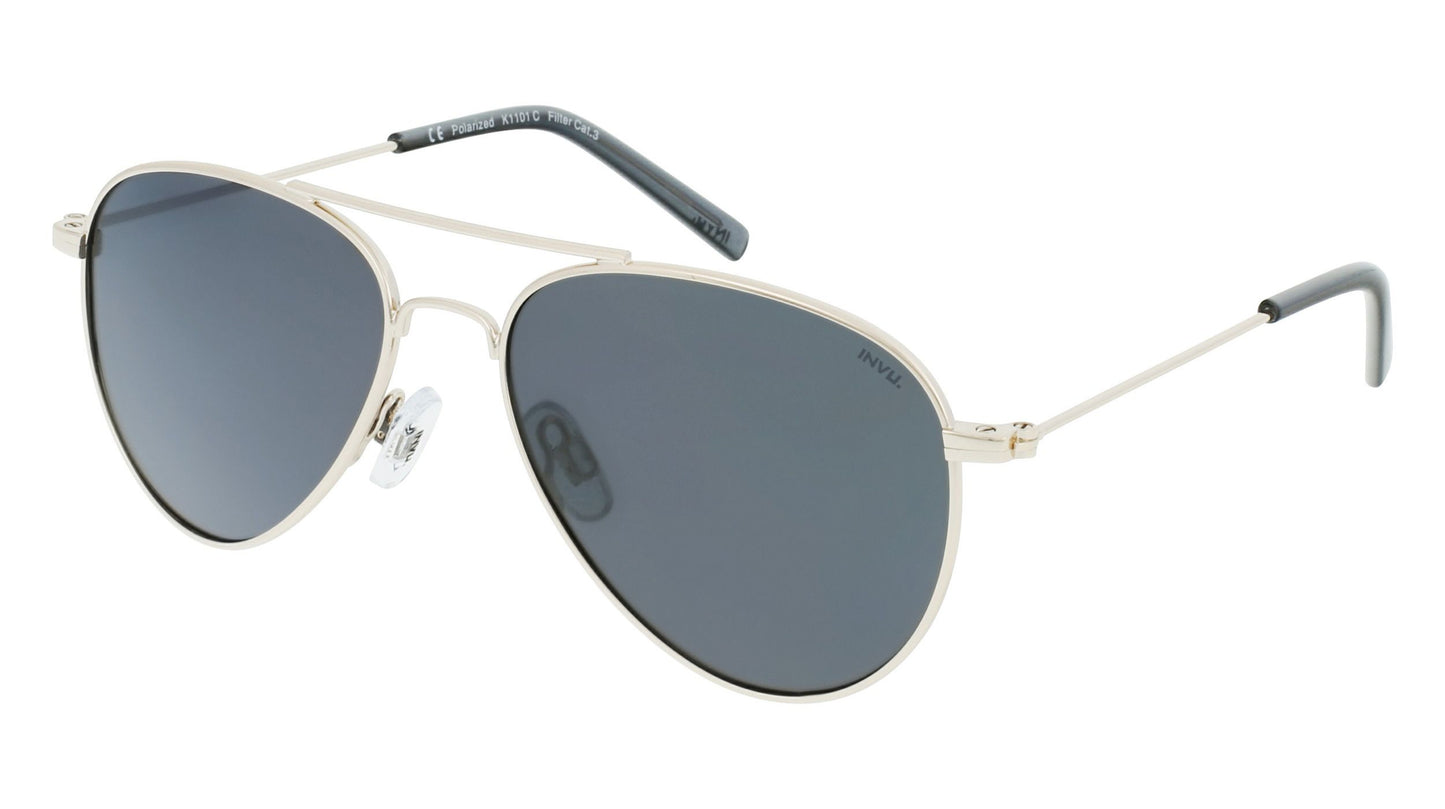 Junior Pilot (4-7 jaar) | Goud | Grijs glas | Unisex | INVU zonnebril